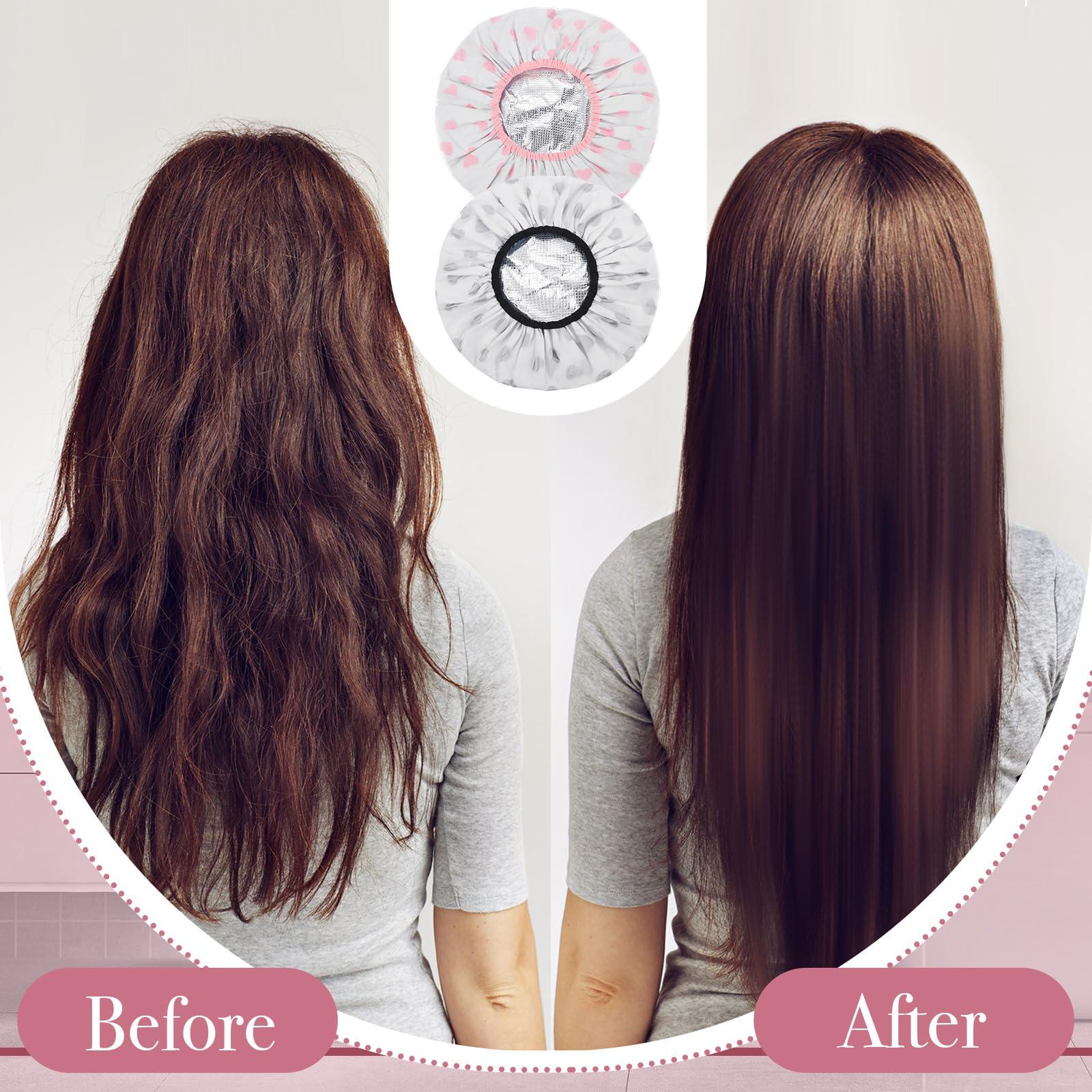 WSICSE 2 Pcs Deep Conditioning Hair Cap, Double Layer Heat Cap Steam Cap Processing Caps Shower Cap for Natural Hair Deep Conditioning