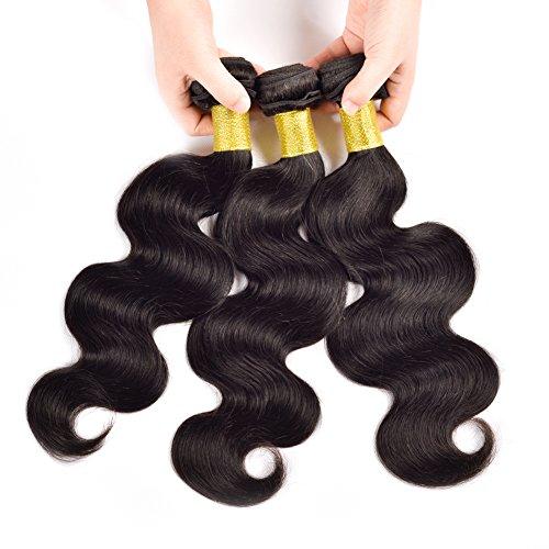 YanT Hair YanT HAIR 8A Grade Peruvian Virgin Body Wave Hair Human Hair Weave 3 Bundles 26 Inches Natural Black Color Pack of 3