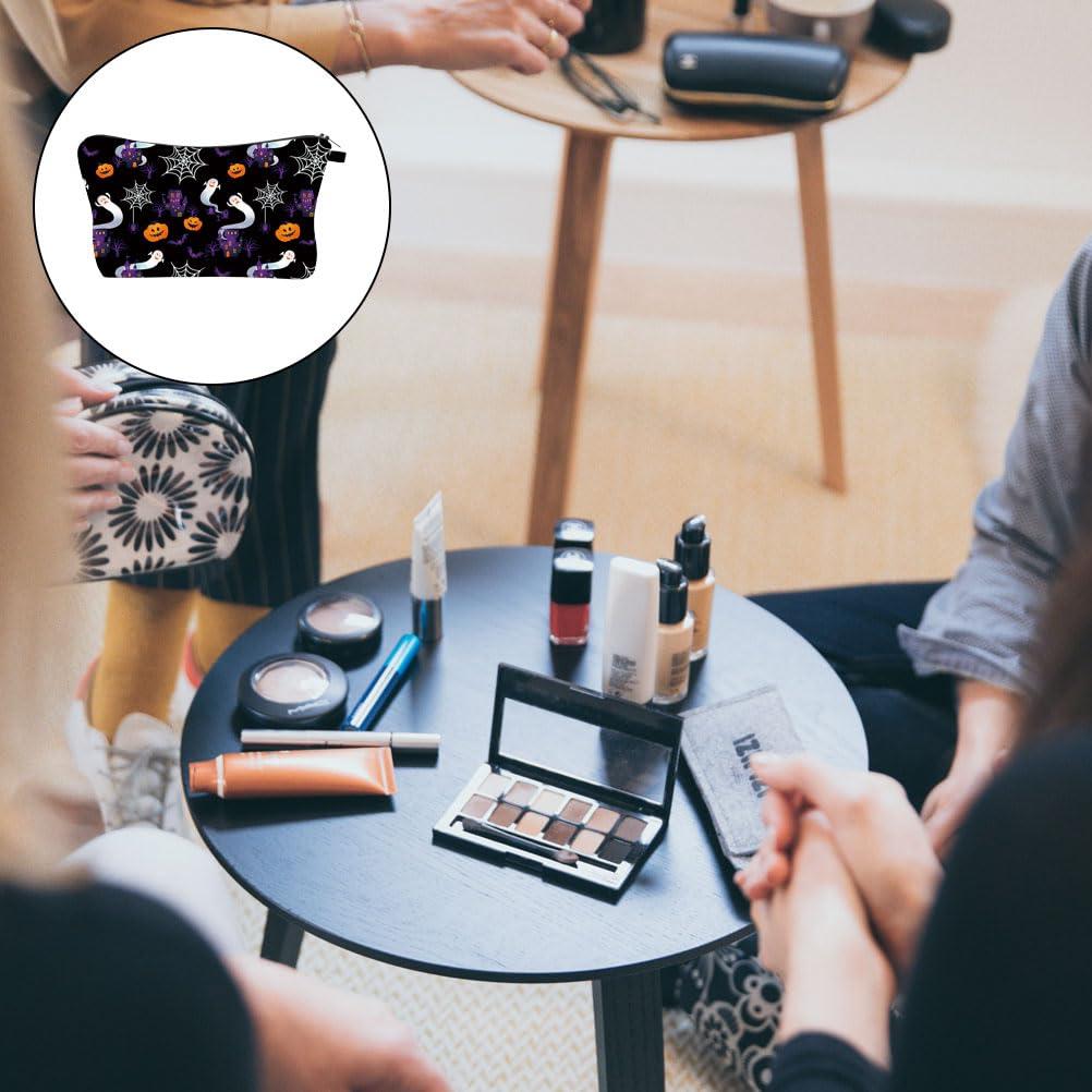 LOGOFUN LOGOFUN Halloween Cosmetic Bag Bat Pumpkin Ghost Spider Web Makeup Bag for for Women and Girls Portable and Waterproof Travel Toiletry Bag with Zipper