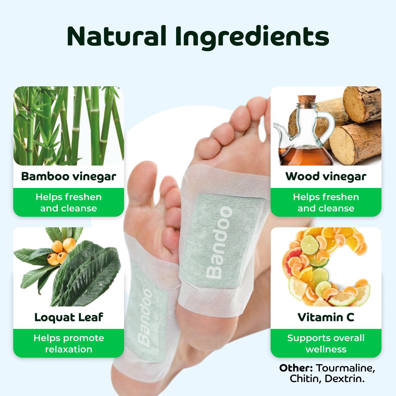 Bandoo Bandoo Original Deep Cleansing Foot Pads | Rana Pads | Premium Natural Bamboo Foot Pads | Japanese Foot Pads | Cleanse, Moisturize & Energize | for Men & Women | 10 Pads