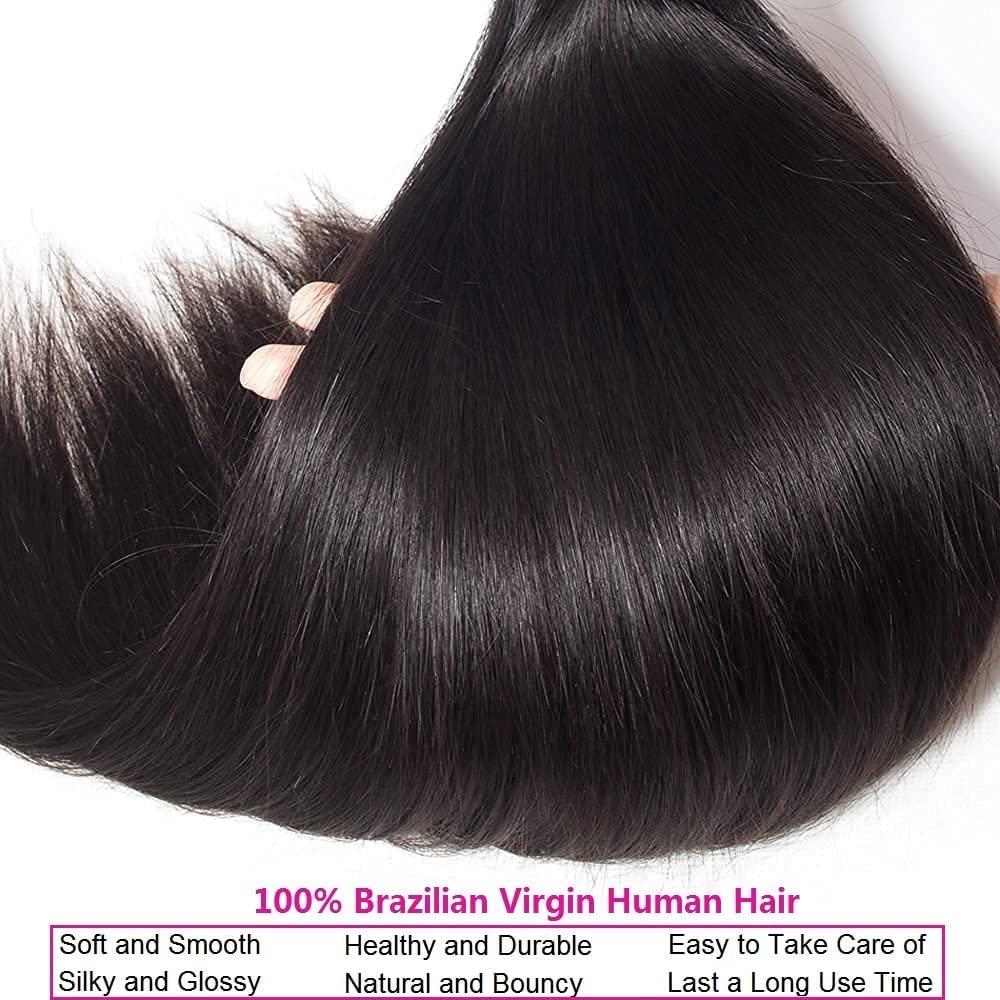 Wowqueen Beauty 10A Straight Single Bundles Human Hair 10 Inch Brazilian Straight Human Hair Bundles 100% Unprocessed Virgin Weave Bundles Human Hair 1 One Bundle Natural Black Color