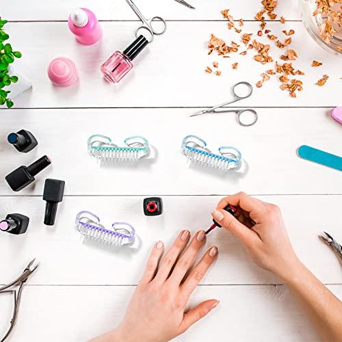 EBOOT 4 Pieces Handle Nail Brush Nail Hand Scrubbing Cleaning Brush (Small, Multicolor)