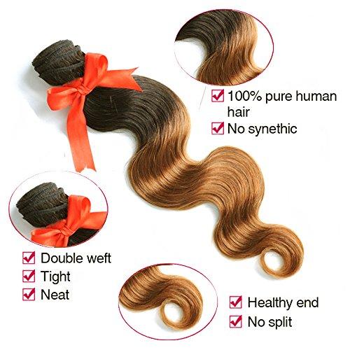 USTAR 6A Body Wave Bundle, 100% Peruvian Human Hair Weave Weft Beautiful Dip Dyed Ombre Two-Tone - 26 Inch