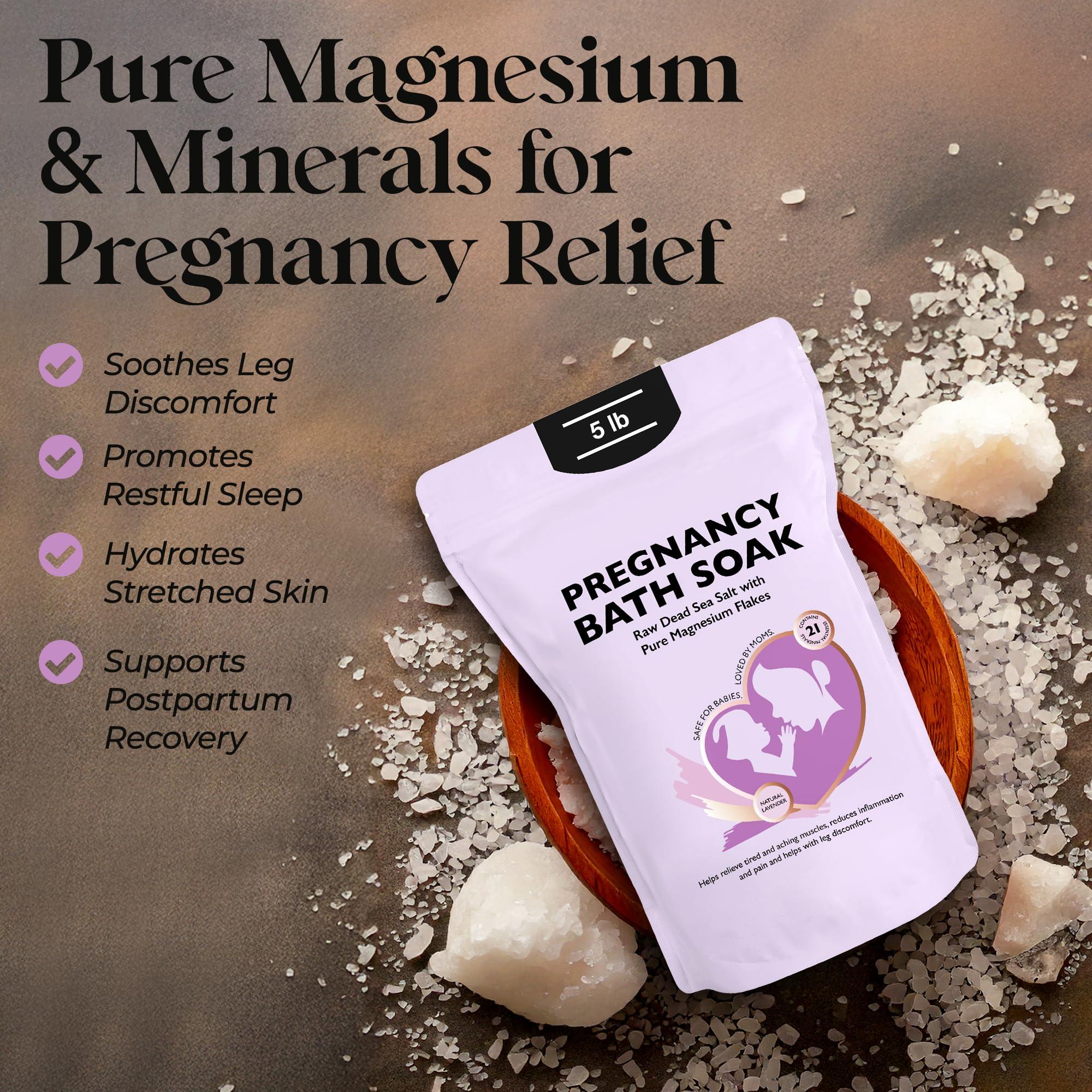 Aromasong Aromasong Dead Sea Pregnancy Bath Soak 5 LB - Natural Lavender with Pure Magnesium Flakes & Minerals - Used for Pregnancy & Postpartum Muscle Ache & Leg Discomfort - Better Absorbing Than Epsom Salt
