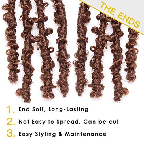 ZRQ ZRQ Butterfly Locs Crochet Hair Short 12 Inch 6 Packs Brown Butterfly Braids Crochet Locs Crochet Bob Hair Pre-Looped Distressed Faux Locs For Women #30