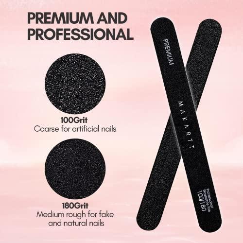 Makartt Makartt Nail File 100 180 Grit Emery Boards for Nails 10pcs Black Nail Files Professional Washable Doubled Sides Nail File Kit for Natural Acrylic Nails Coarse for DIY Salon Use