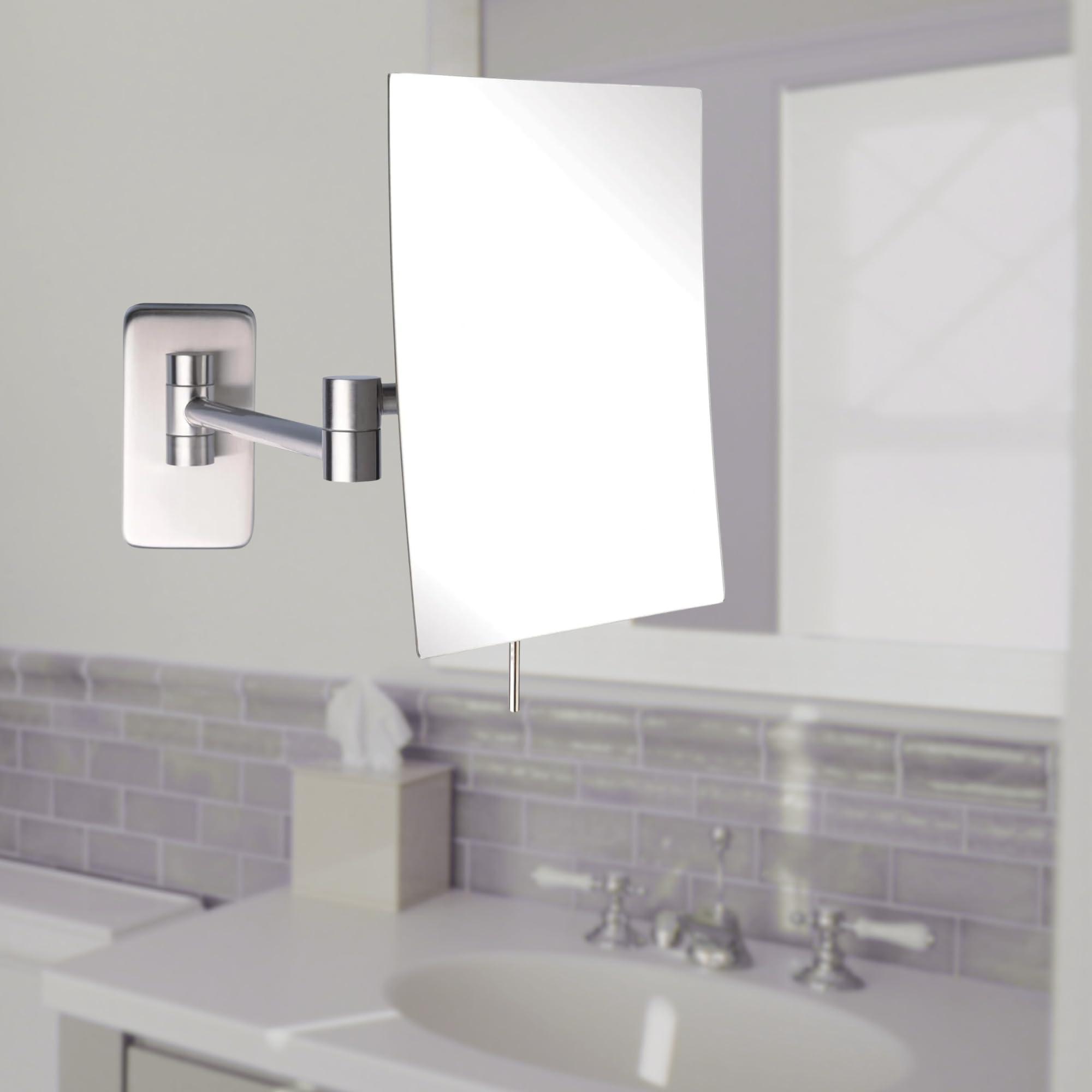 Jerdon Jerdon 8.75-Inch x 6.5-Inch Wall Mount Makeup Mirror - Personal Mirror with 5X Magnification & 14 inch Wall Extension - Nickel Wall Mount Arm - Model JRT695N