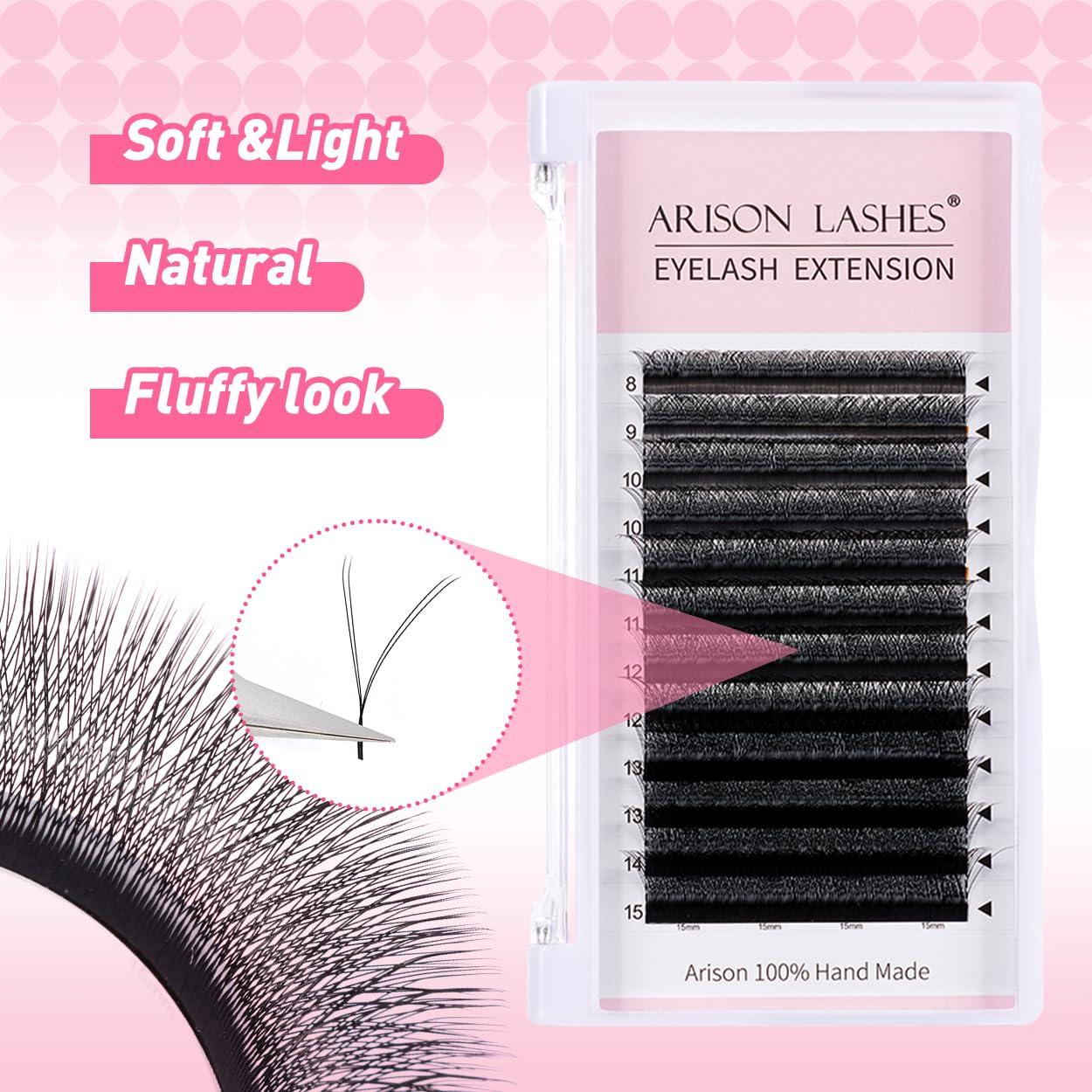ARISON LASHES YY Eyelash Extension y Lashes 0.07mm C Curl 15mm Premade Fans Volume Y Shape Faux Mink Matte 12 rows Cluster pre Fanned Soft Eye Lashes