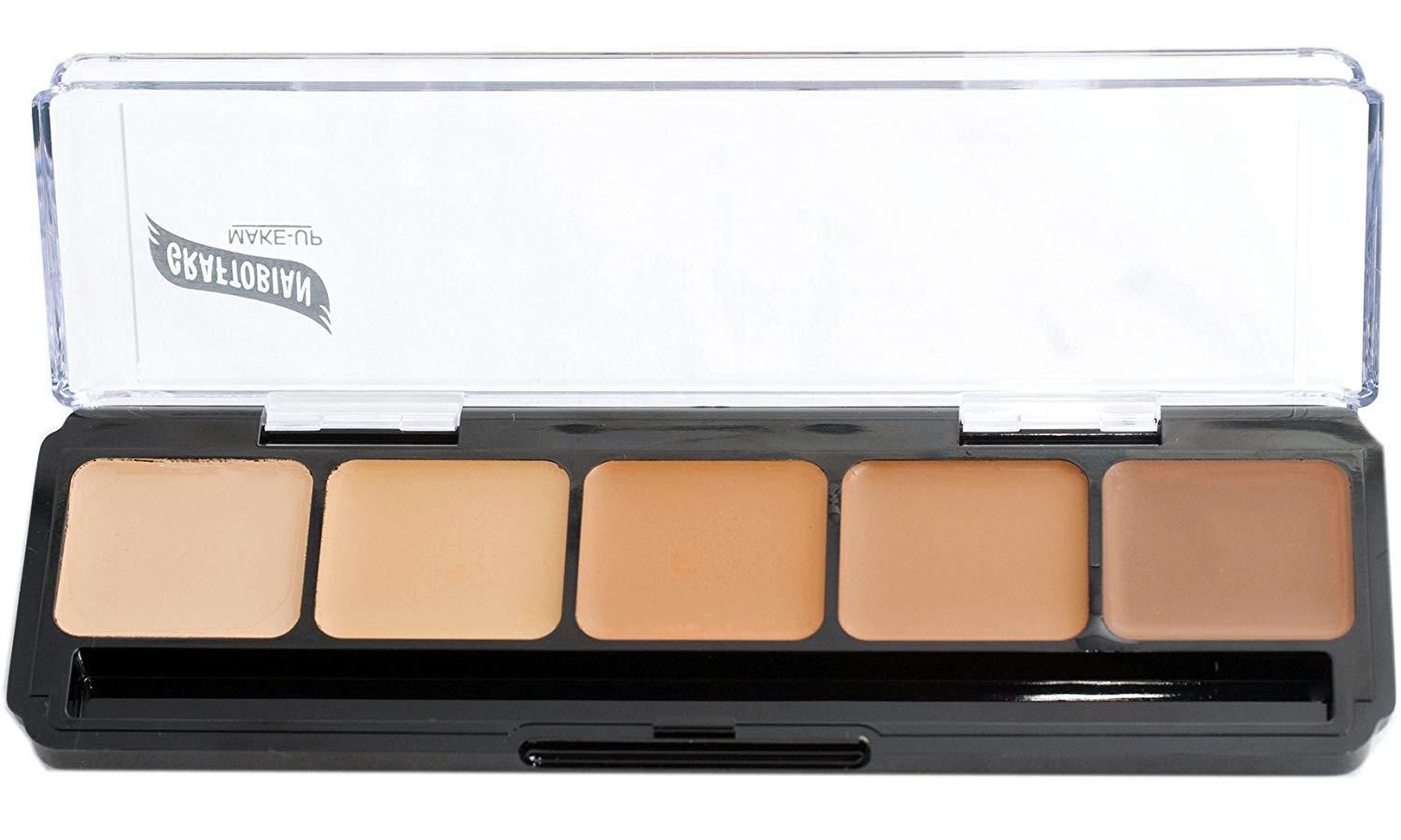 Graftobian Graftobian HD Glamour Crme Foundation Palette (Warm #3) - High Definition 5 Color Makeup Palette, Cream Based Foundation Concealer and Contour Palette, Full Coverage - Medium/Dark Warm Skin Shades