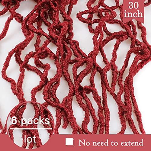 ZRQ ZRQ 30 Inch Faux Locs Crochet Hair, 6 Packs Pre-looped Red Goddess Locs Croceht Braids Synthetic Curly Wavy Burgundy Soft Locs Crochet Hiar Extensions BUG#