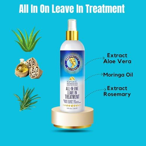 Nefertiti's Secrets Nefertiti's Secrets All In One Leave-In Treatment, Moringa Oil & Rosemary Hair Conditioner, Strengthen & Stimulates, Heat Protection Spray For Hair Growth, Travel Size Moisturizer - 8 Oz / 236 ml