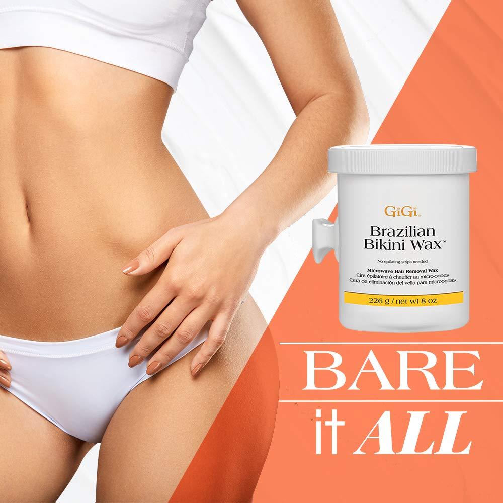 GiGi GiGi Brazilian Bikini Wax Microwave Formula, Painless, Residue-Free Hard Wax for Coarse Hair, Perfect for Sensitive Areas, 8 oz, 1-pack