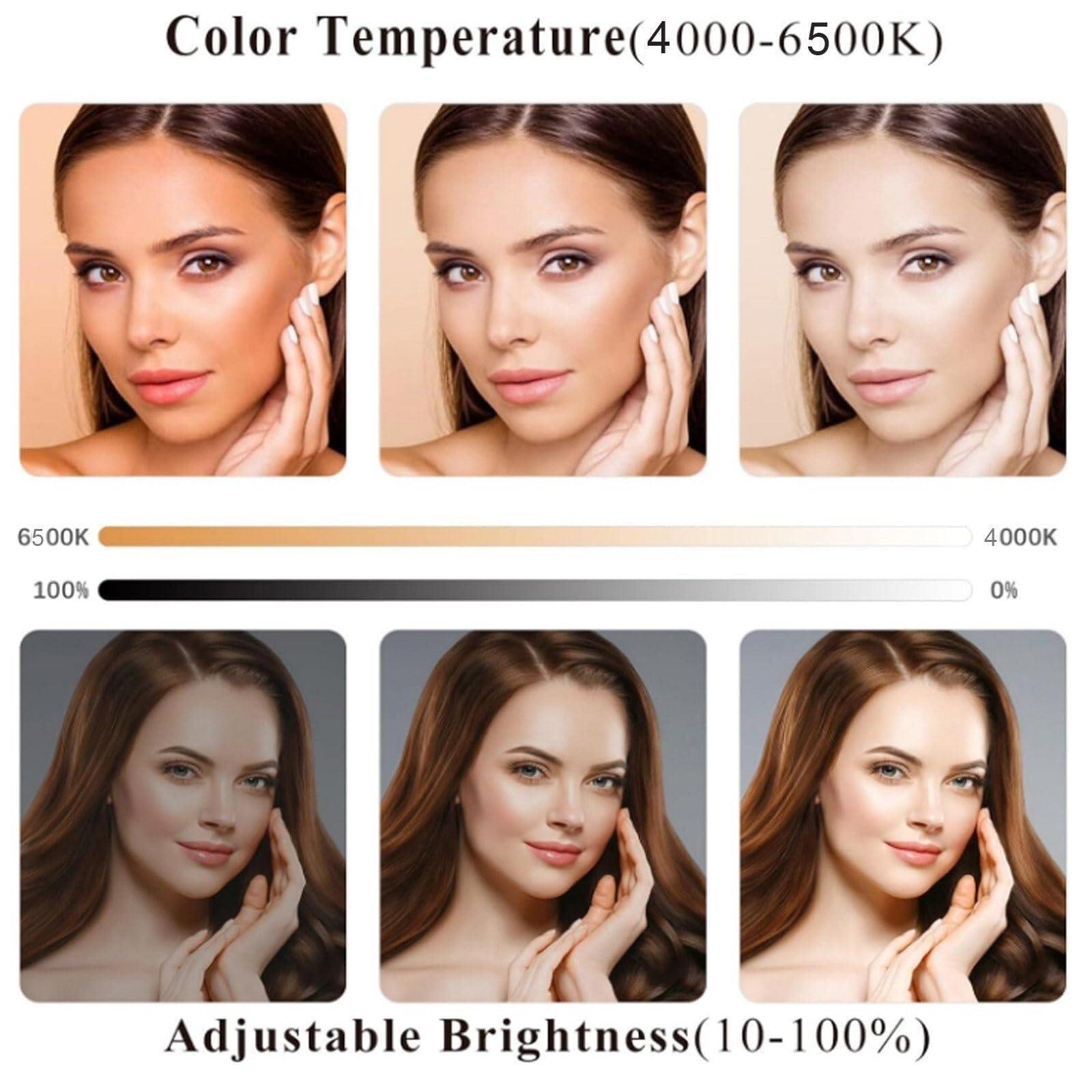 RYAZOZA RYAZOZA LED Half Moon Nail Desk Lamp, Square Foldable Nail Desk Lamp, Foldable 4000-6500k 36w Adjustable Brightness for Lash Tech, Cosmetic, Tattoo, Eyebrows(Color:Silver)