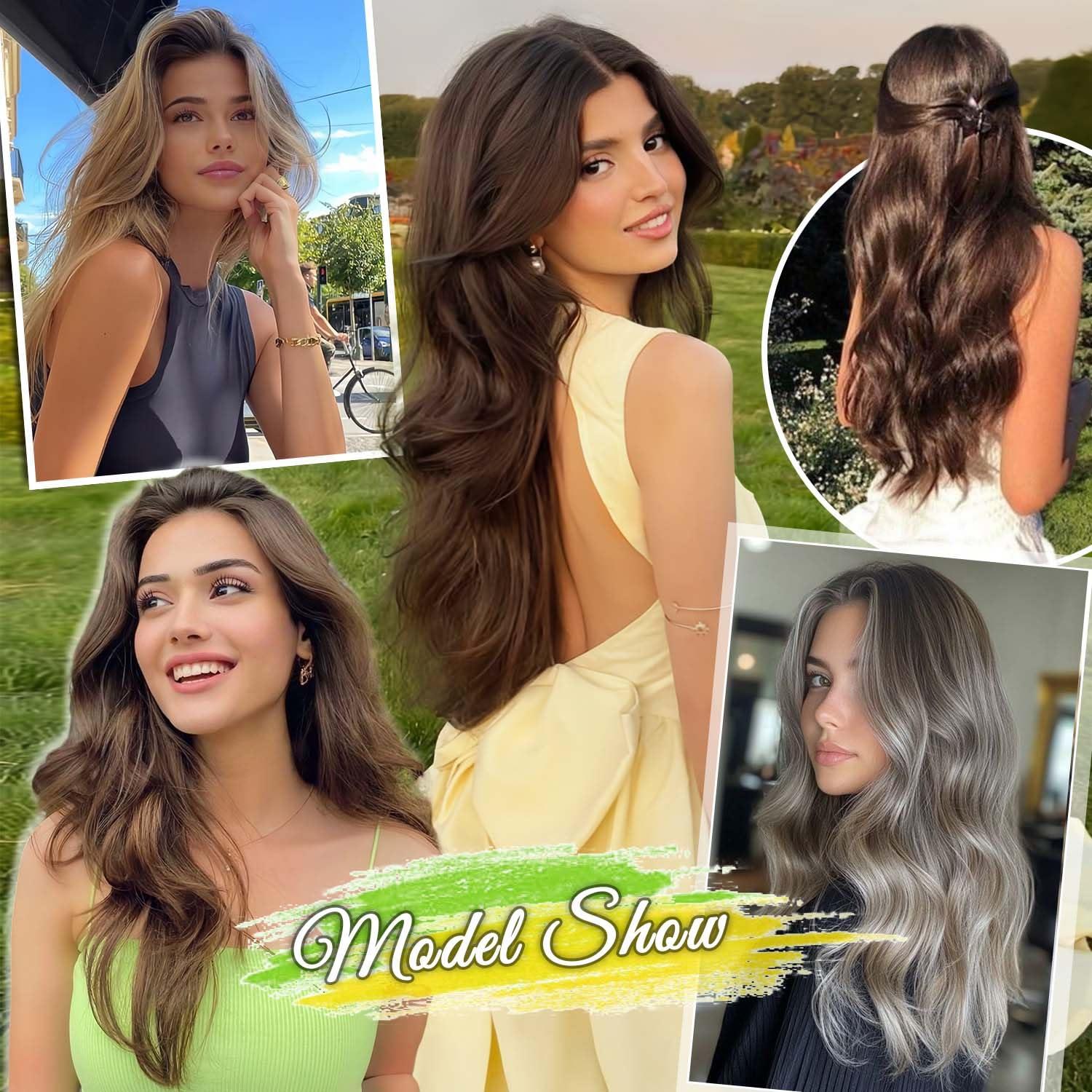 Perience Clip in Hair Extensions Synthetic Wavy Hair Extensions Clip in 20 inch Thick Pink Hair Extensions Clip Double Weft Hair Extension for Women (20INCH, PINK)