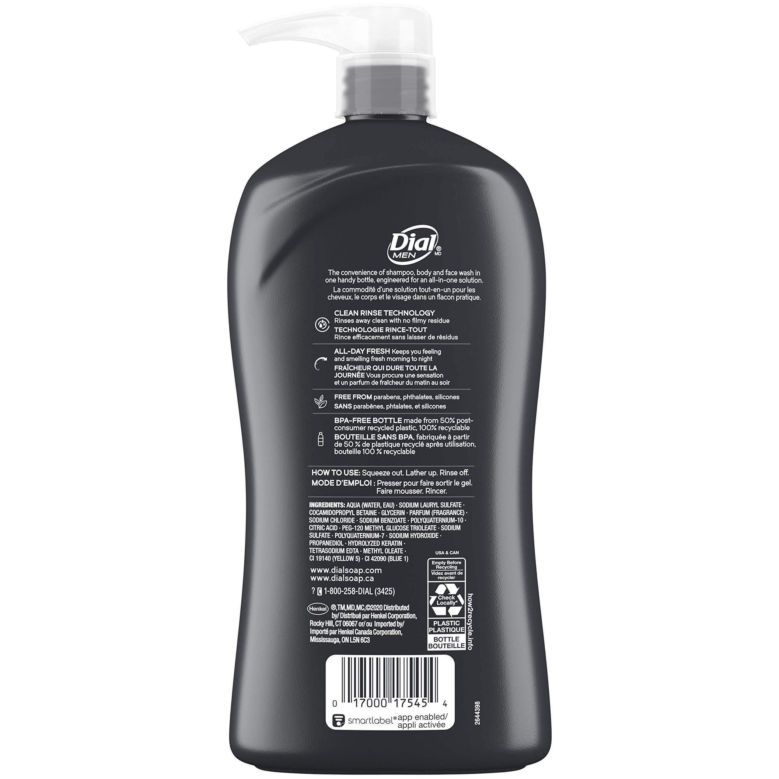 Dial Dial Men 3in1 Body, Hair and Face Wash, Recharge, 32 fl oz
