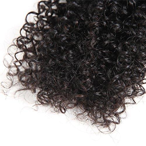 BLY BLY 7A Mongolian Afro Kinky Curly Human Hair 3 Bundles Unprocessed Hair Weave Weft Big Hair for African American Women Natural Color (12/14/16 Inch, Kinky Curly Black)