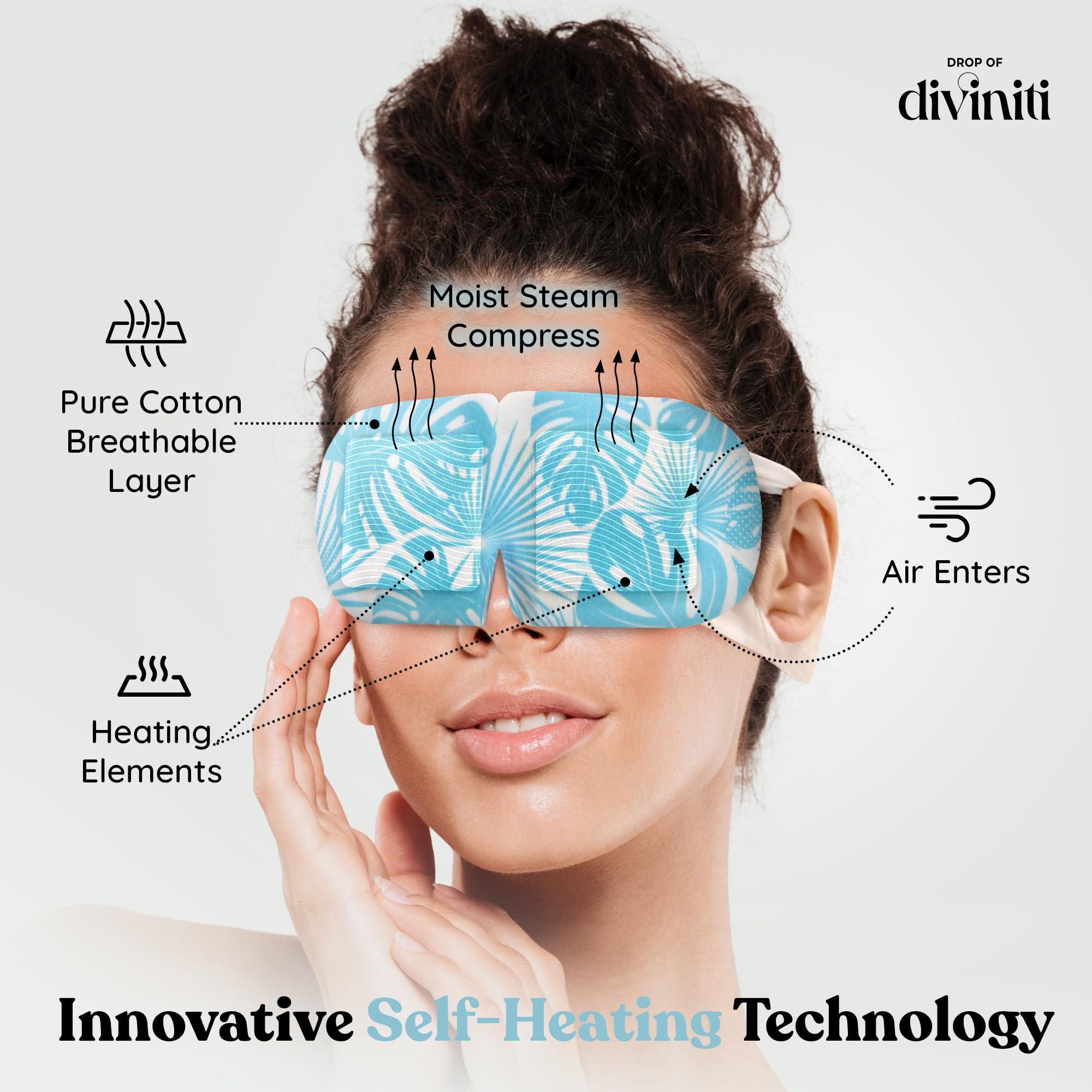DROP OF DIVINITI 16-Pack Steam Eye Mask - Self Warming Heated Eye Mask for Dry Eyes, Up to 110F Degrees, Fast Soothing Relief - Puffy Eyes, Insomnia, Migraine - Stye Eye Treatment - Warm Compress for Eyes DiviniTi