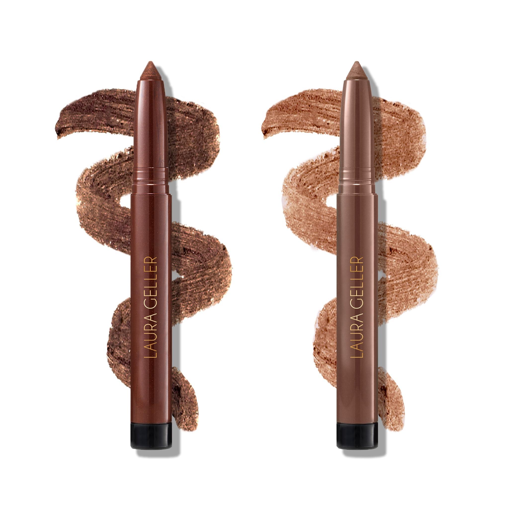 LAURA GELLER NEW YORK LAURA GELLER NEW YORK Kajal Longwear Kohl Eyeliner Pencil Duo - Dark Brown + Khaki - Smooth, Blendable Liner - Infused with Caffeine