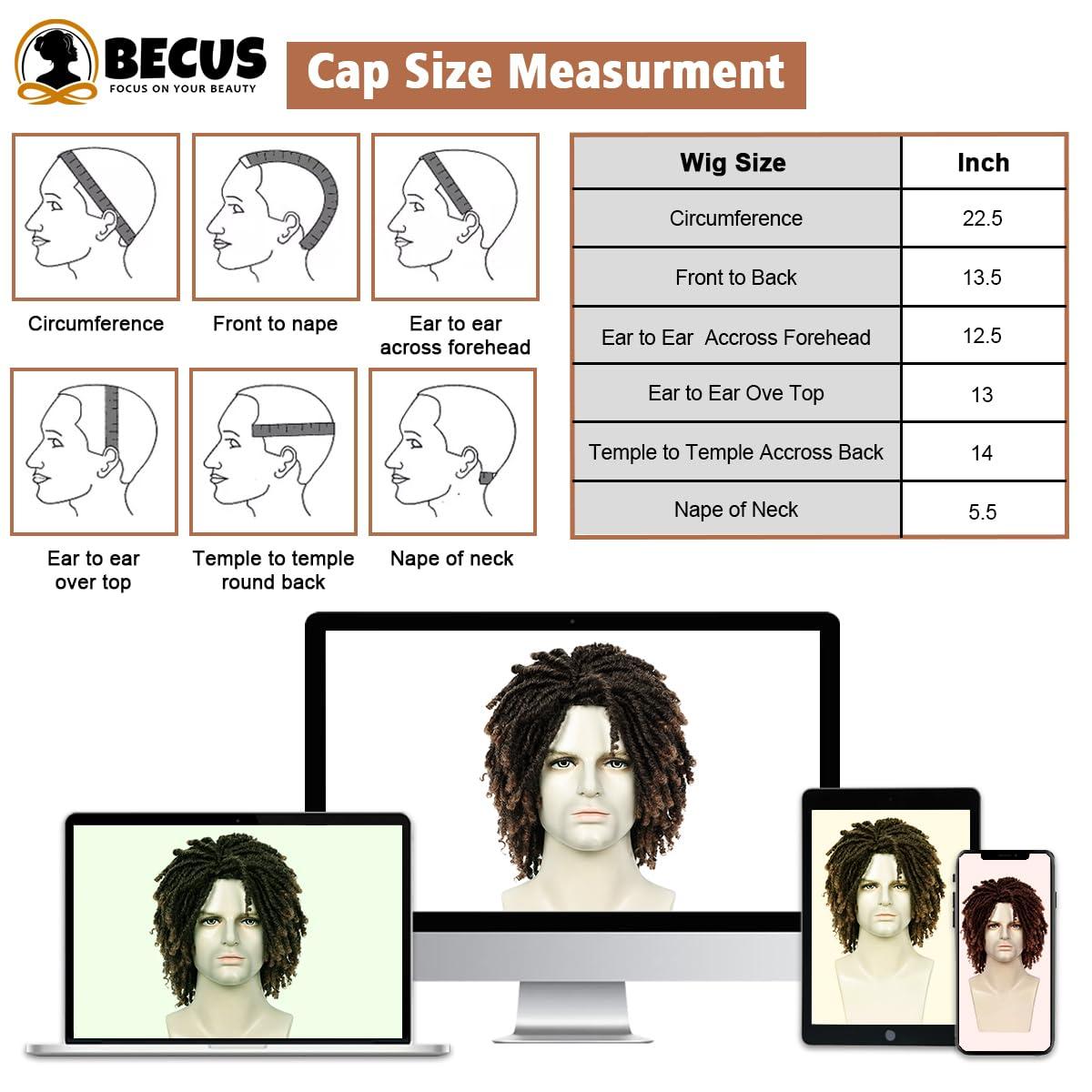 QUEENTAS QUEENTAS Dreadlock Wigs for Women and Men Short Curly Big Afro Braided Wigs Faux Locs Twist Braiding Synthetic Wigs (Black/Brown)