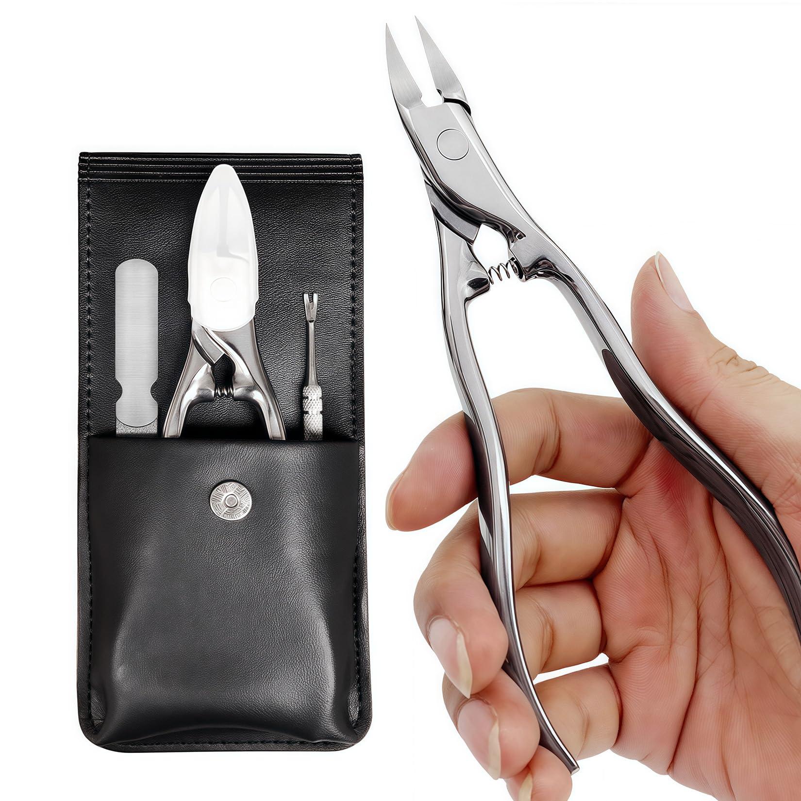 VOGARB VOGARB Toe Nail Clippers for Men Thick Nails for Seniors, Heavy Duty Large Ergonomic Long Handle Toenail Clippers for Seniors, 3pcs Set with Case (JCCT3PS)