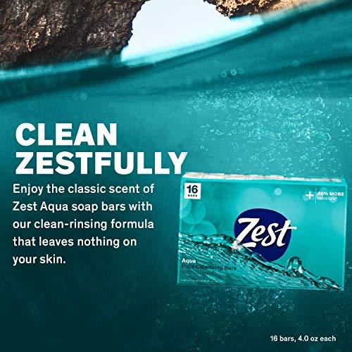 Zest Zest Bar Soap - Enriched with Vitamin E - Moisturizing Body Soap - Gentle Soap - Paraben-Free Soap Bar - Suitable for All Skin Types - Aqua - 16 Pc