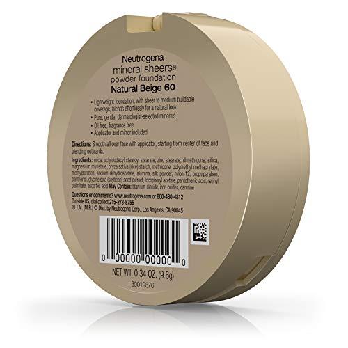 Neutrogena Neutrogena Mineral Sheers Powder Foundation, Natural Beige 60, 0.34 Ounce