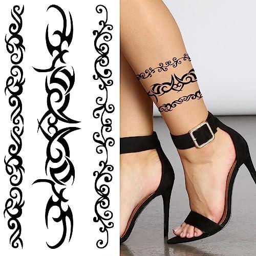 TTHUONG THATHU Blue Rose Lace Temporary Tattoos Fro Women Kids Infinity Face Tattoo Feather Sticker Body Art Small Tatoo 3D