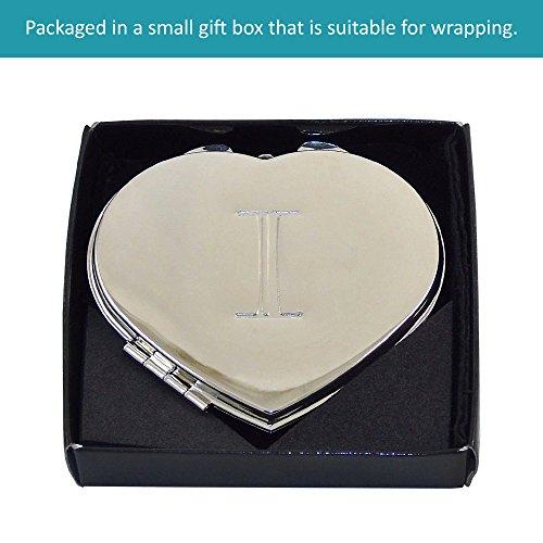 Ganz Ganz Compact Purse Mirror with Dual View, Monogram I in Center of Heart-Shape Metal Case.