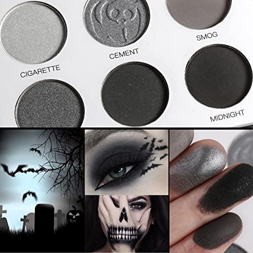 Afflano Afflano Gray Eyeshadow Palette Grey Black White Silver, Blendable Smokey Eye Eyeshadow Palette, for SFX Skull Goth Look Halloween Makeup Palette, Long Lasting Dark Eye Shadow Pallet - Panda