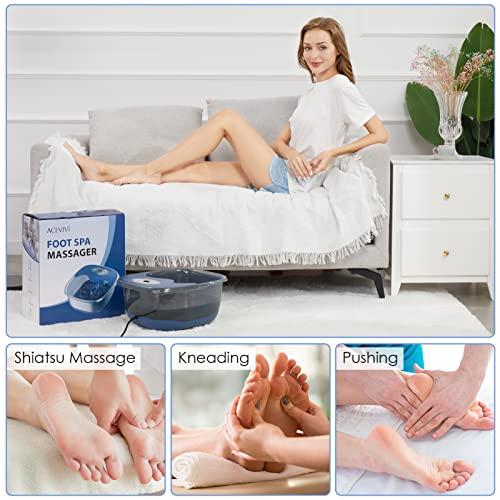 ACEVIVI Foot Spa with Heat and Massage and Jets, Heated Foot Bath Massager with 4 Massager Roller, Bubbles, Vibration, Pumice Stone Pedicure Foot Soak Tub for Home Office Use Relieve Feet Stress (Light Blue)