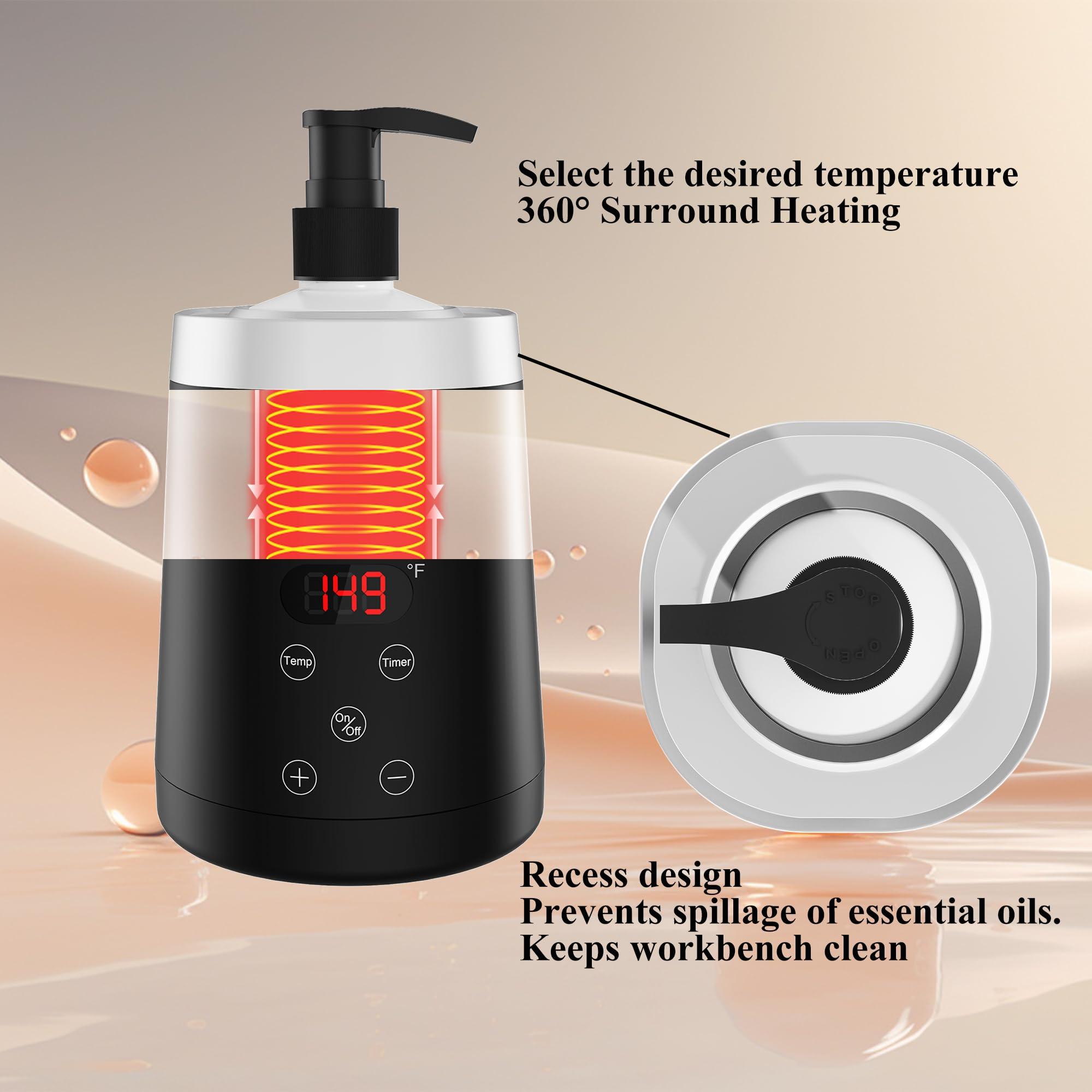 LINBEAUTI LINBEAUTI Massage Oil Warmer Bottle Professional Lotion Heater for SPA, Automatic Oil Warmer Heated Oil Lotion Cream for Salon, Barber Shops, Home, with Two Oil Bottle Dispenser
