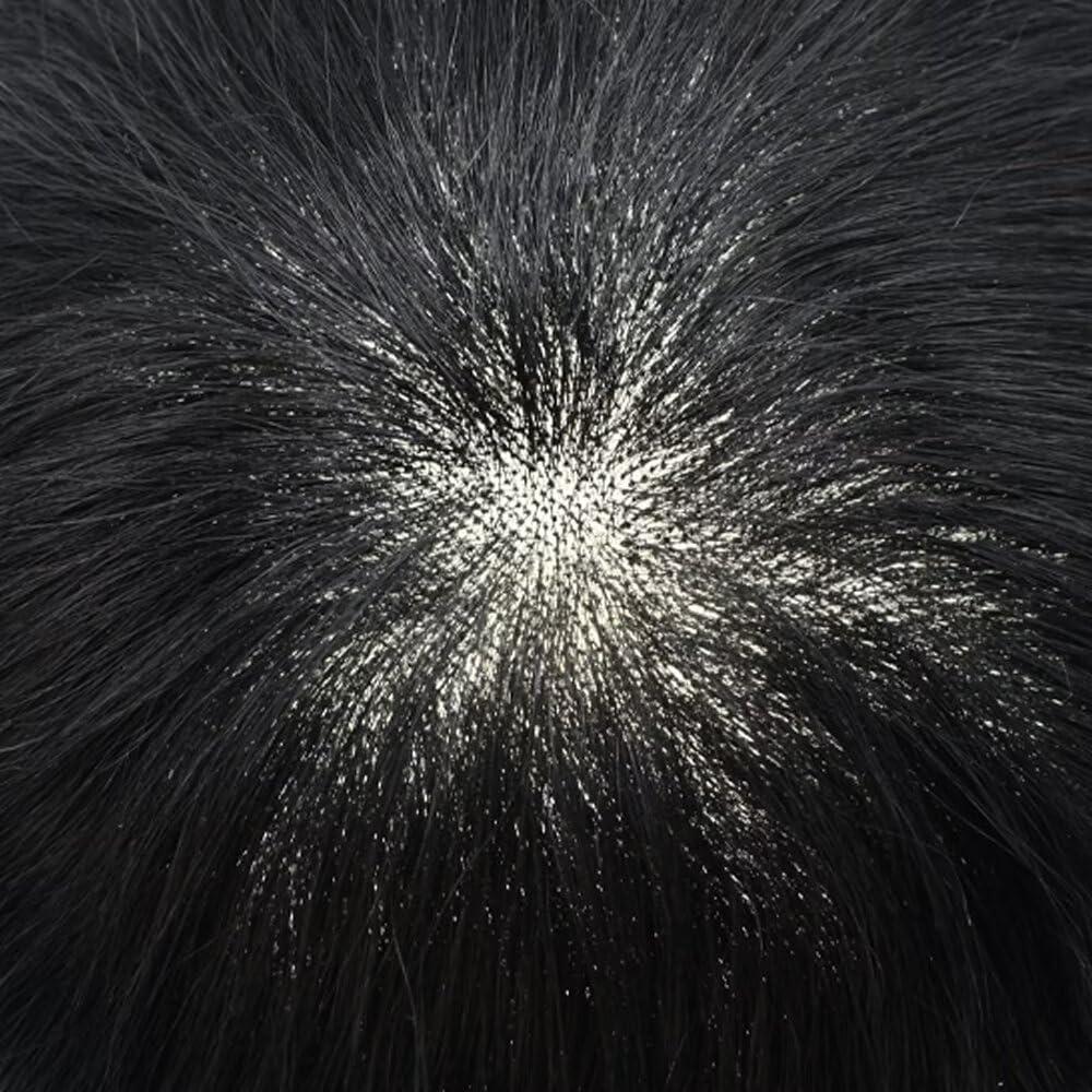 Generic Toupee For Men Human Hair Replacement System Fine Mono Lace Durable Mens Toupee Natural Hairline Mens Hair Piece NPU Monofilament Wig Hair Unit 9\"x11\"-120% Medium Density#1B Off Black