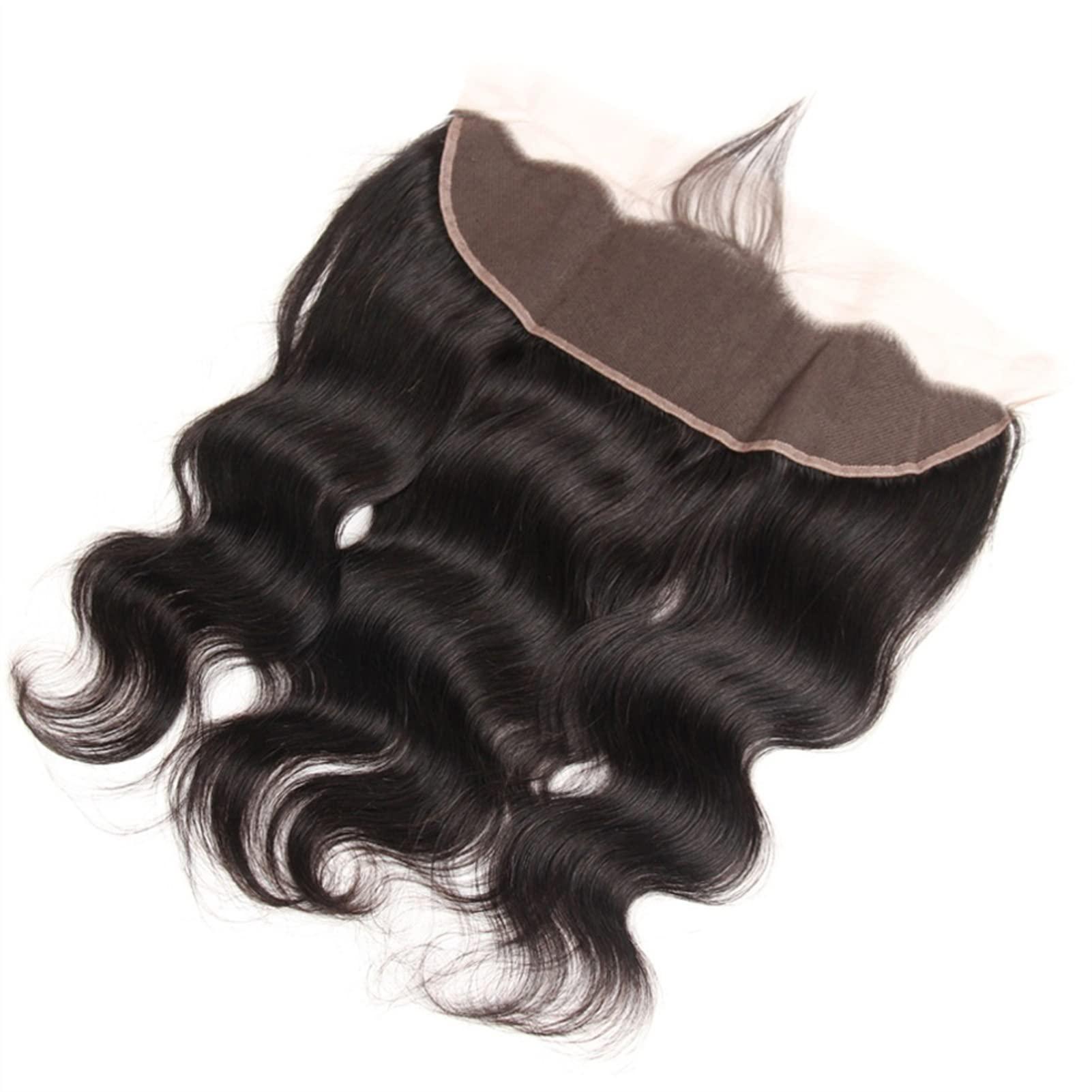 TOMYEUS KIZQYN Human Hair Bundles Malaysian Human Hair Bundles with Closure, Body Wave Lace Frontal Bundles with Closure, 8-28 inch Non-Remy Human Hair Weave 3/4 Bundles with Closure Braiding Hair