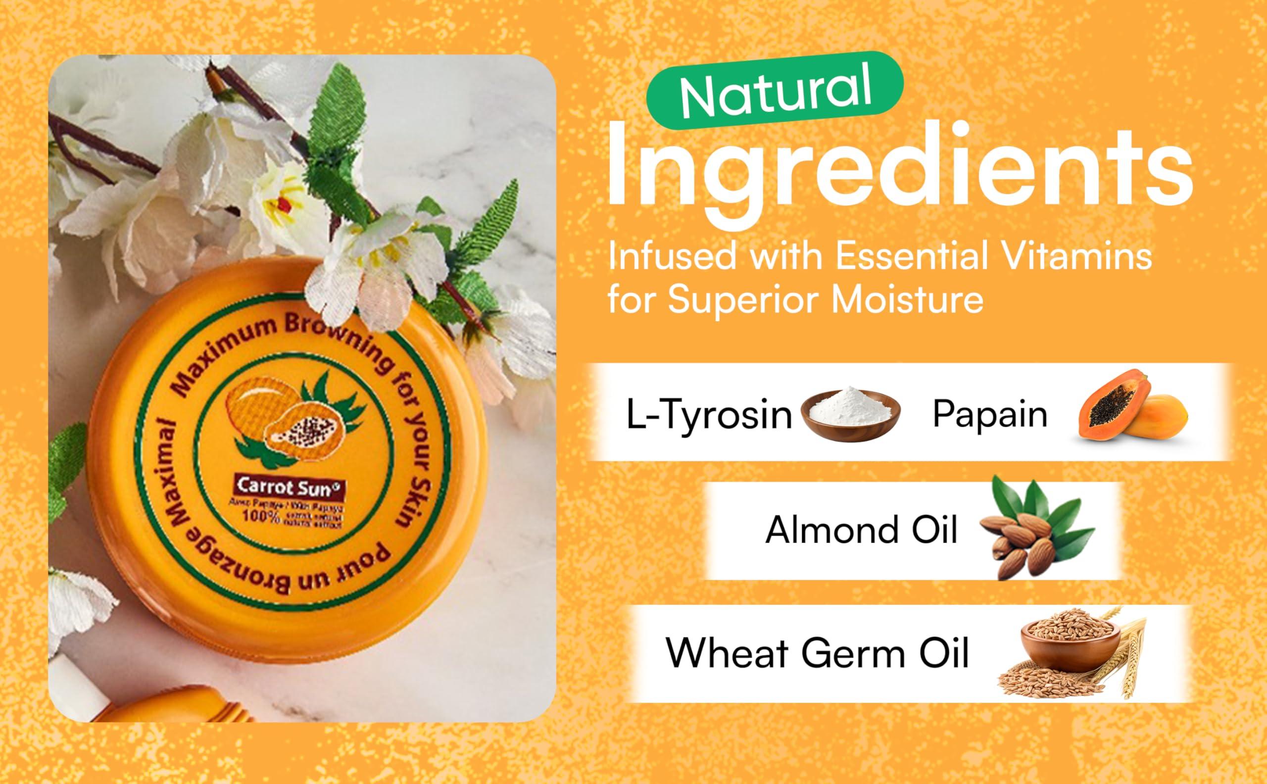 Carrot Sun Carrot Sun Tanning Accelerator 350ml Papaya Tanning Gel Natural Extract Sun Cream Dark Tanning Lotion for All Skin Types Tan Lotion with Papaya Oil for Even Beautiful Skin Coloring SPF0