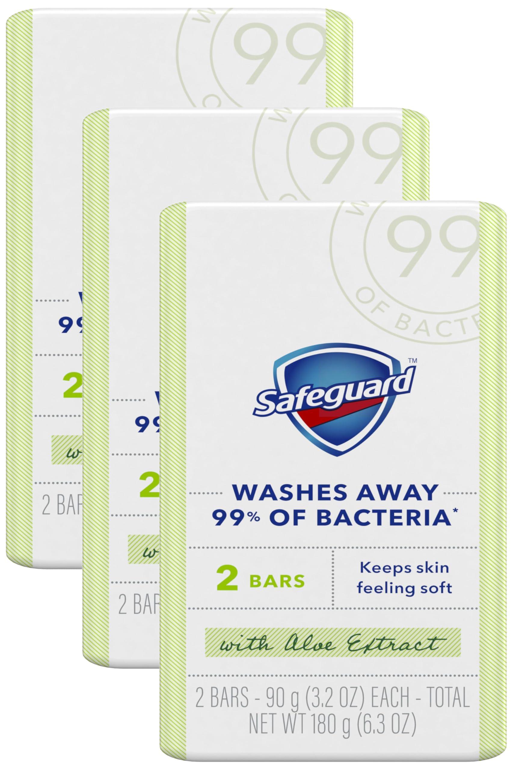 Safeguard Safeguard Bar Soap Fresh Clean Scent with Aloe Extract, 3.2oz (2 Count) (Pack of 3)