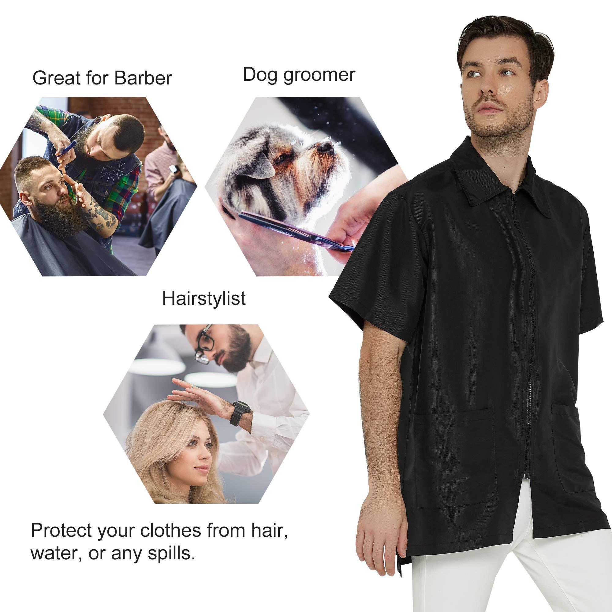 PERFEHAIR Premium Mens Barber Bundle: Stylist Vest and Grooming Jacket - Salon Quality Smock Clothing in Black