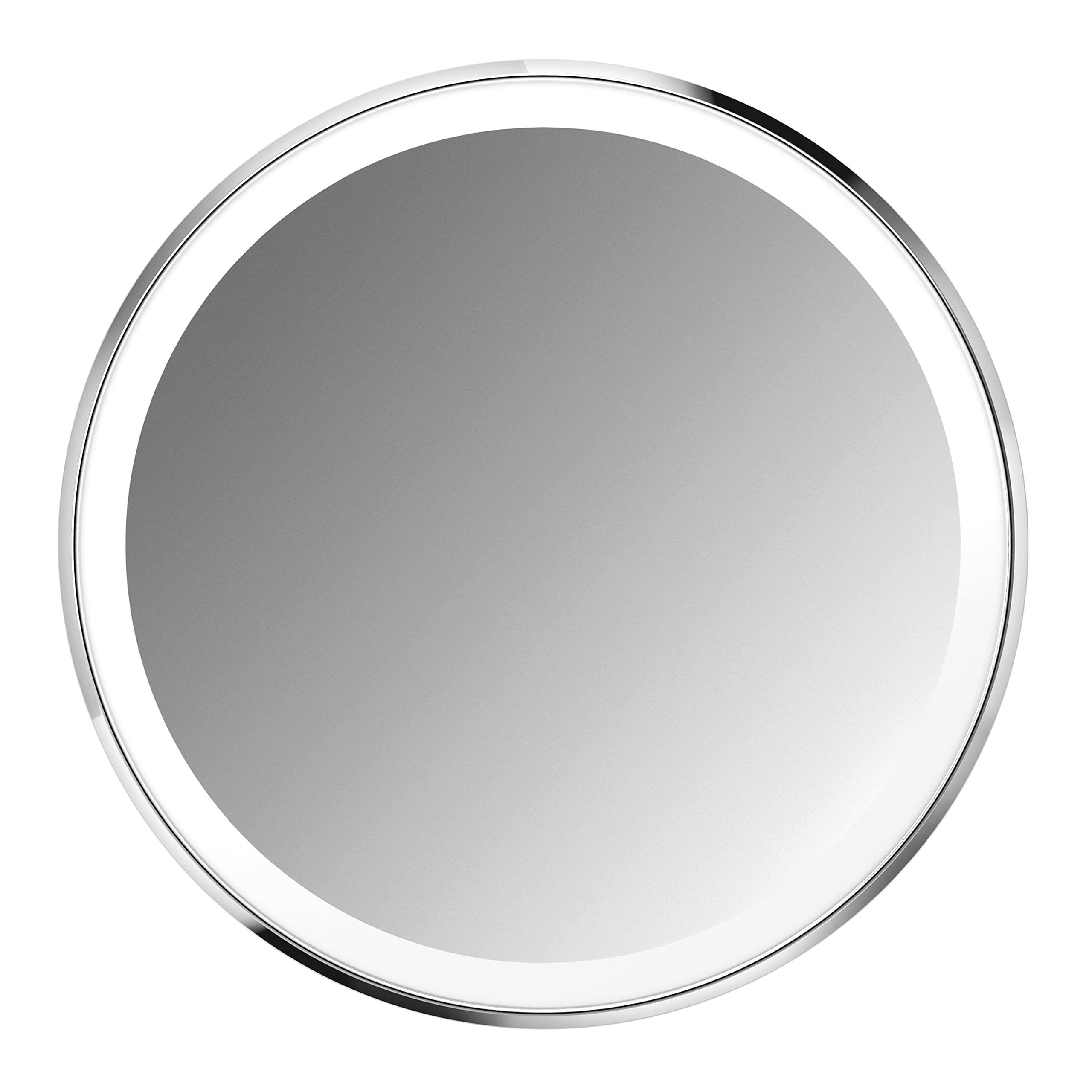 simplehuman simplehuman Sensor Mirror, Lighted Compact Makeup Magnifying Mirror with Light, Round, Travel Size, White Stainless Steel