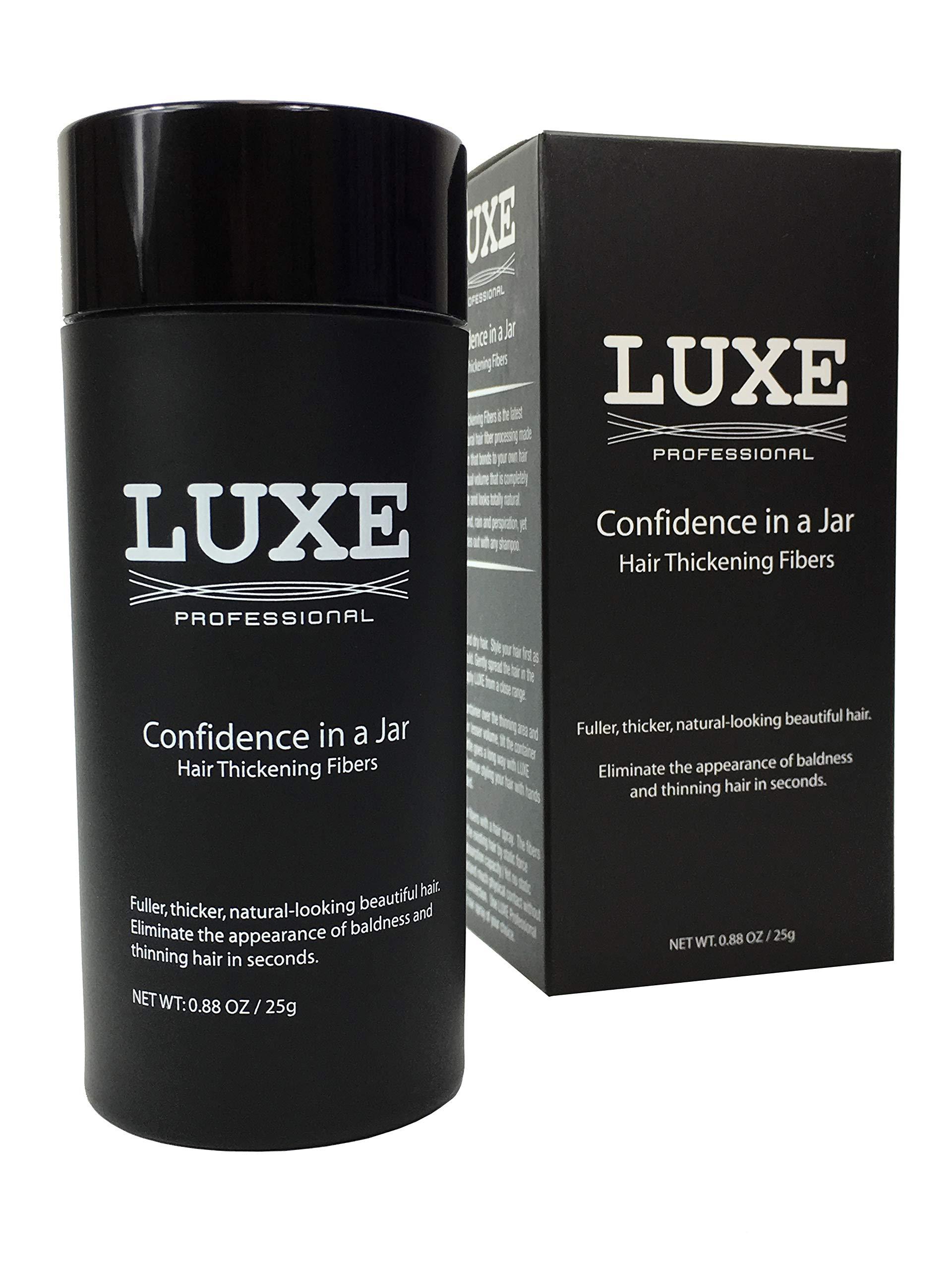 LUXE Professional LUXE Hair Thickening Fibers - CONFIDENCE IN A JAR – 2 Months+ Supply! – Hypoallergenic, Dermatologist Tested – Multiple Colors Available (Dark Brown)