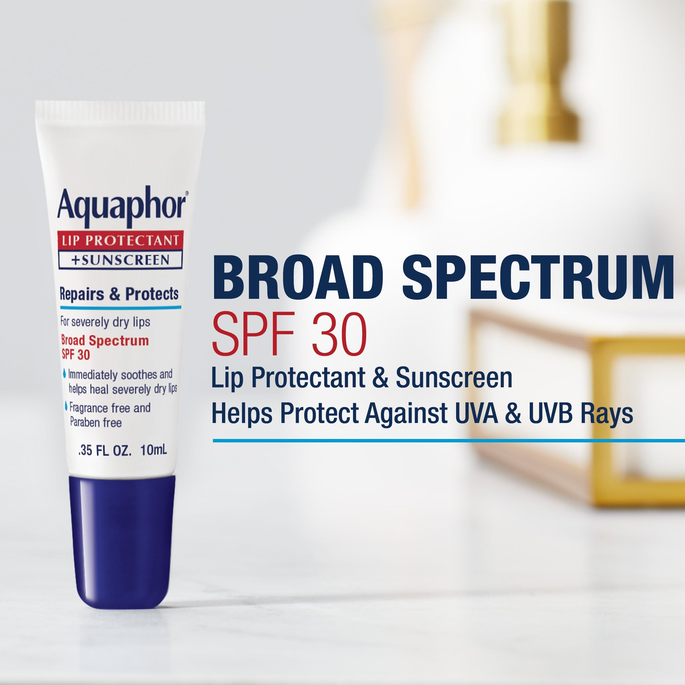 Aquaphor Aquaphor Lip Repair Lip Balm with Sunscreen, Lip Protectant, Lip Balm SPF 30, 0.35 Oz Tube (Pack of 2)