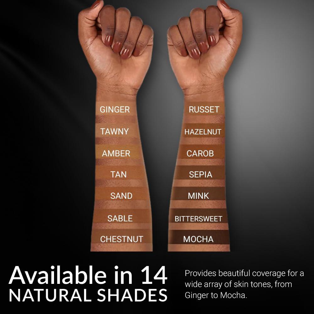 Flori Roberts Cream To Powder Foundation by Flori Roberts, Full Coverage for Women of Color or Deeper Skin Tones, Long Lasting Makeup, Matte Finish, Covers Uneven Complexion and Hides Imperfections, 0.30 oz