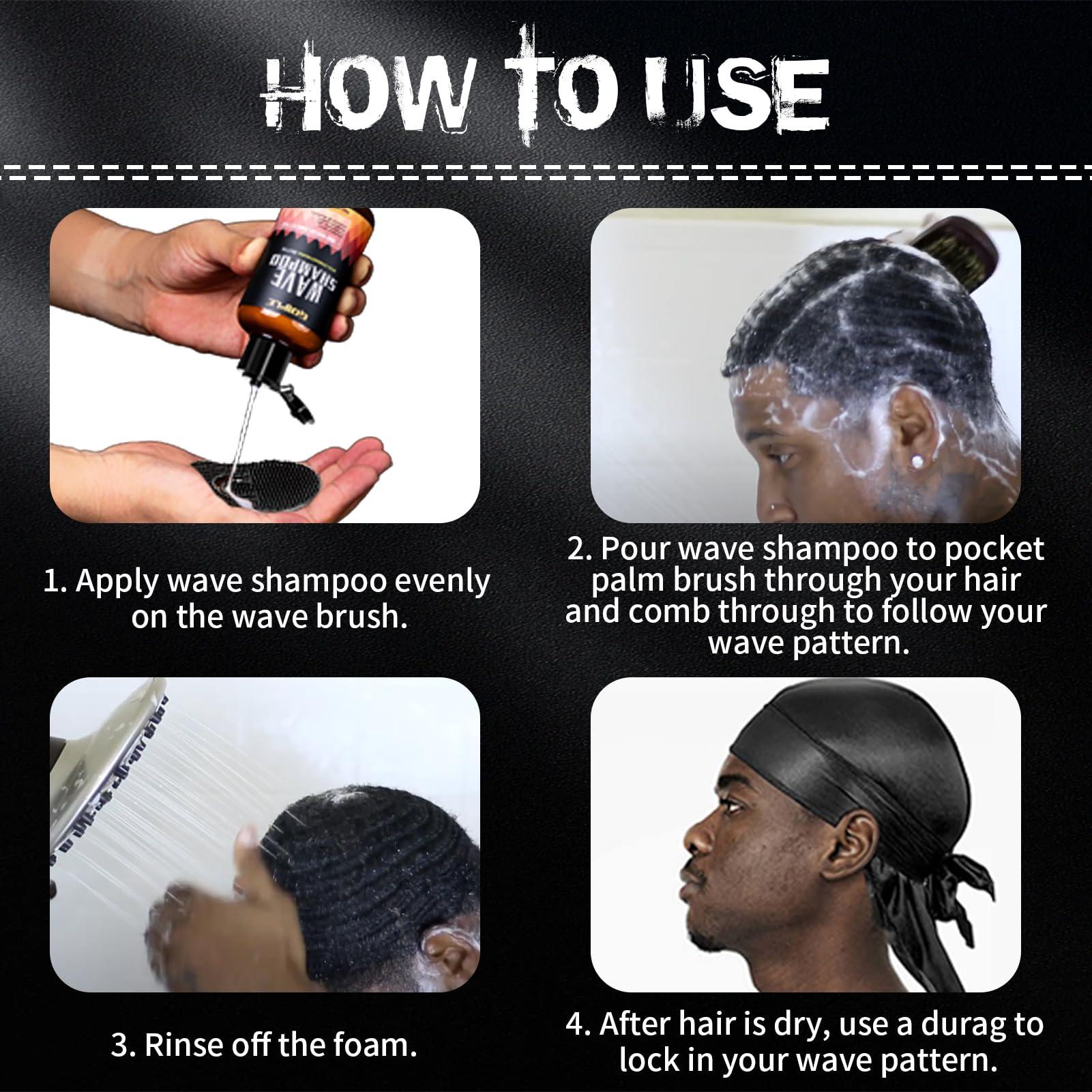 Goiple 360 Waves Wash Shampoo -Wave Shampoo for Black Men 360 Wave Shampoo Hydration Shampoo Enhance Waves Shampoo Strenghtens Hair Promote Growth Wave Shampoo Easy Wash Hydrate (6 FL OZ)