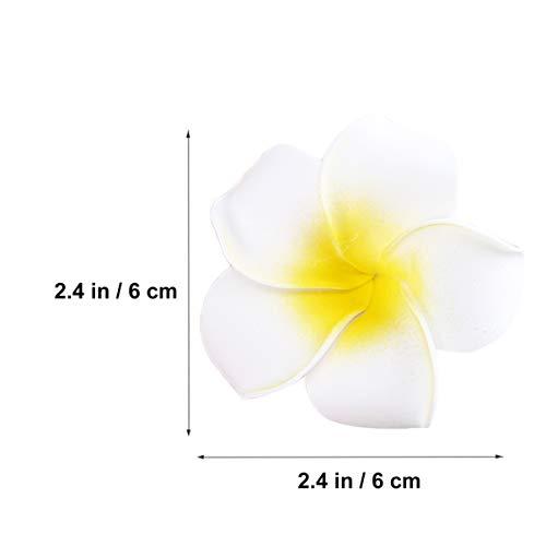 Beaupretty 100pcs Wedding Flower Frangipani Flower Fresh Flower Leis Artificial Frangipani Hawaiian Flowers Hawaiian Flower Hair Flower Hair Wreath Flower Hair Clips Foam Diy Bride White 6cm