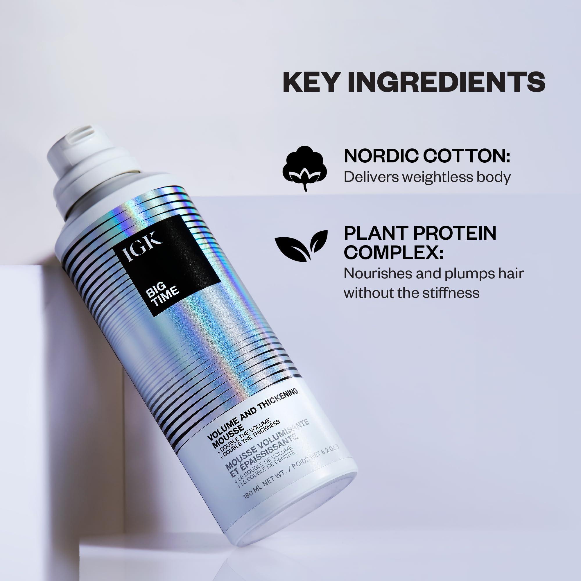 IGK IGK Big Time Volume Hair Mousse | Volume + Thickening + Lightweight Formula | 6.2 oz