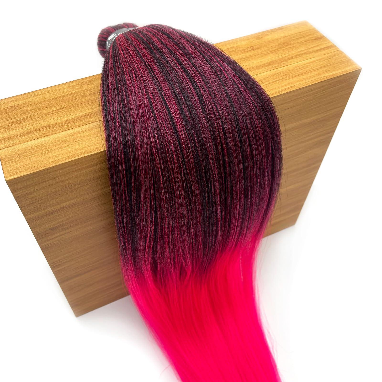 UPruyo UPruyo Pink Ombre Braiding Hair Pre Stretched Kanekalon Mixed 1b Pink Braiding Hair Extensions for Braiding Box Braids Knotless Prestretched Braiding Hair Ombre 26 inch