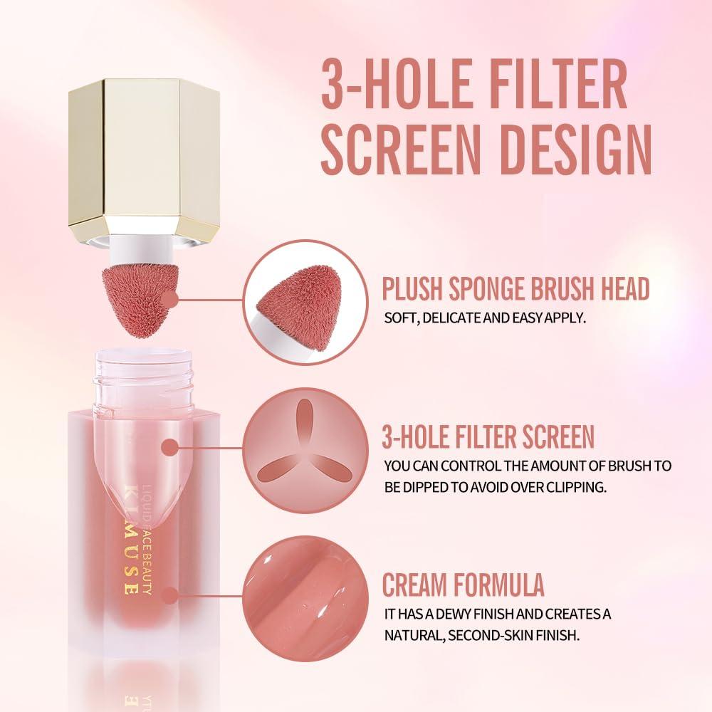 KIMUSE KIMUSE Soft Cream Blush Makeup, Liquid Blush for Cheeks, Weightless, Long-Wearing, Smudge Proof, Natural-Looking, Dewy Finish