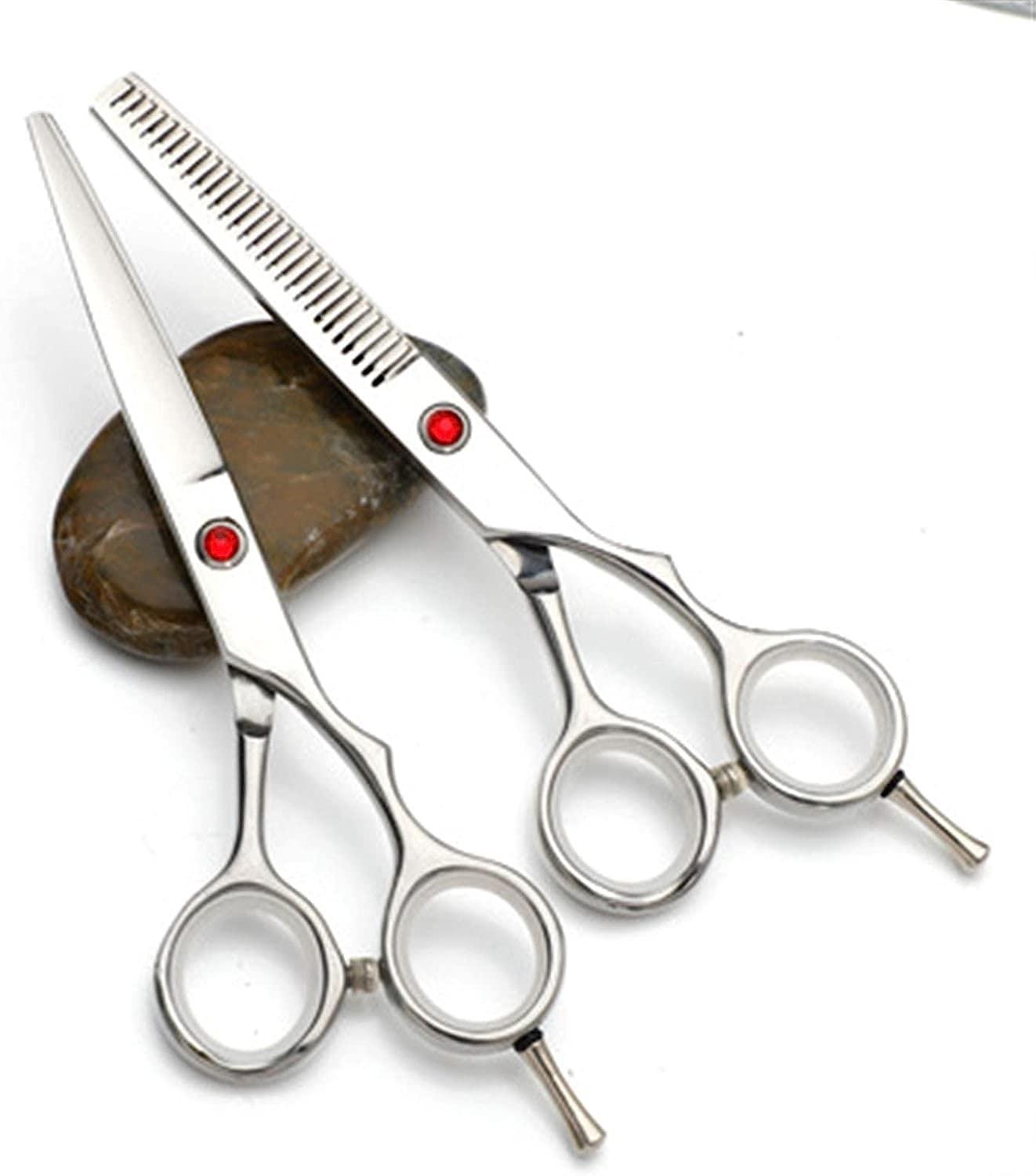 YUSIWOAL Hair Scissor,Hairdressing Scissors Thinning Hair Cutting Teeth Shears Professional Barber Stainless Steel Haircut Scissors-6.0 Inch