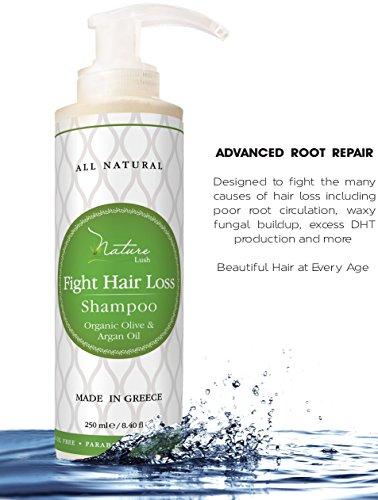 Nature Lush Nature Lush Organic Argan Anti-Hair Loss Shampoo with Rich Vitamins – Sulfate Free & Rich Saw Palmetto DHT Hair Root Treatment – for Men & Women - 100% Pure, Natural – All Hair Types (250 ml)