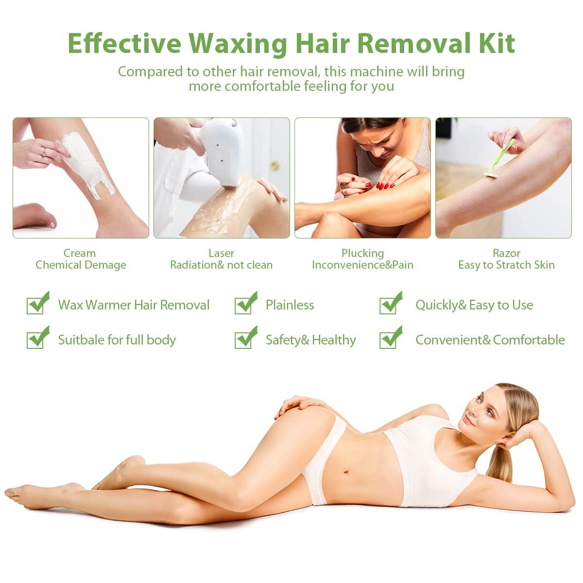 WAX BEAR Wax Bear Roll on Waxing Kit for Hair Removal - Aloe Wax Cartridge, 20 Wax Strips, 5 After-Wax Wipes, Wax Roller for Women and Men (Green)