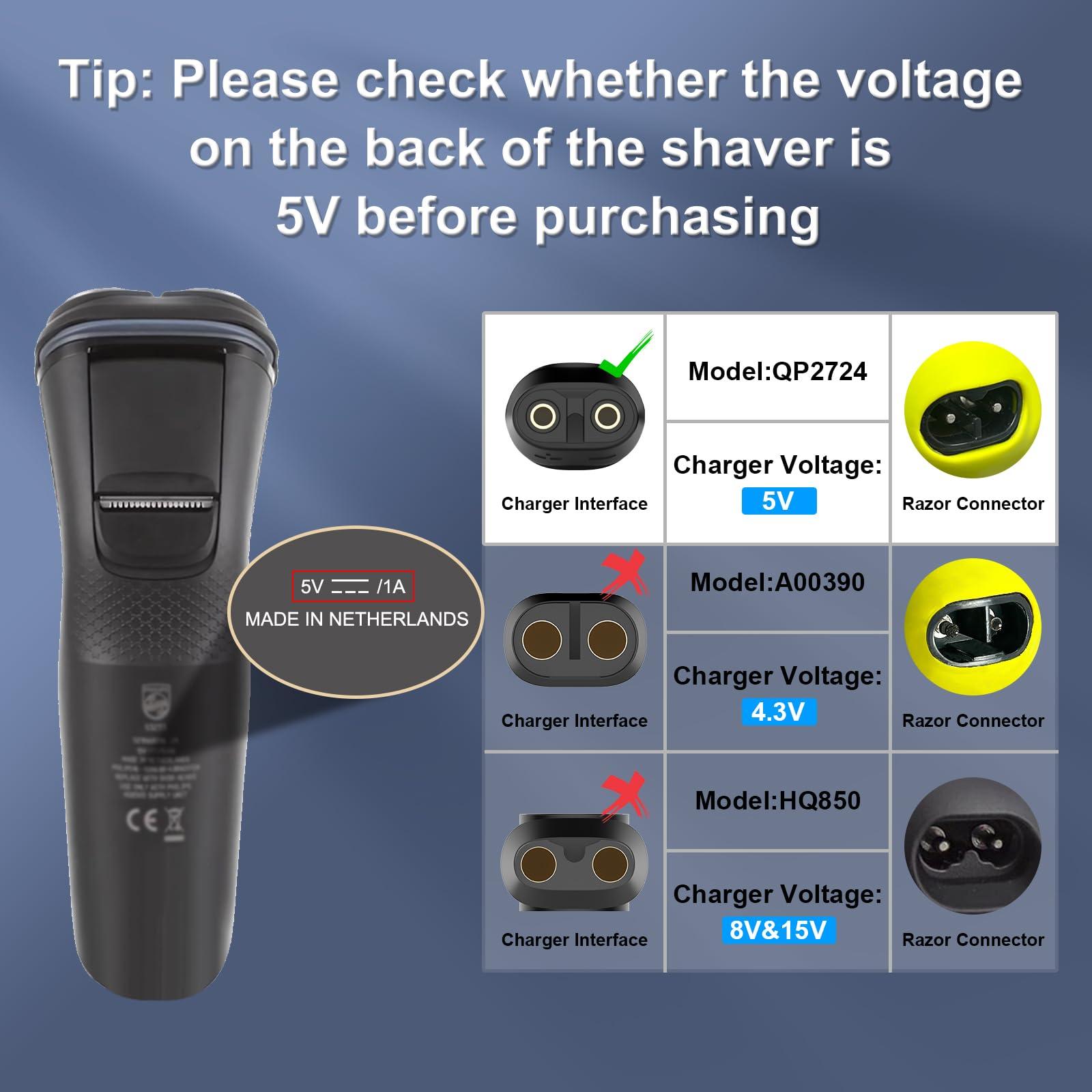 IBERLS Charger Cord for Philips Norelco One Blade QP2724 QP2834 QP1924 QP1324 MG5910 MG7910 MG9510 X5006 for Phillips One Blade Shaver 2400 3600 5400 2600 7200 5V USB Cable [2-Pack, 3,3ft]