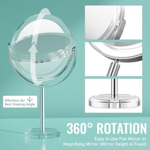 Auxmir Auxmir 1X/ 30X Magnifying Mirror, Makeup Mirror with Tweezer, Double Sided Round Vanity Tabletop Mirror, 360 Rotation Portable for Dressing Table Desk Bathroom Bedroom Travel, Clear